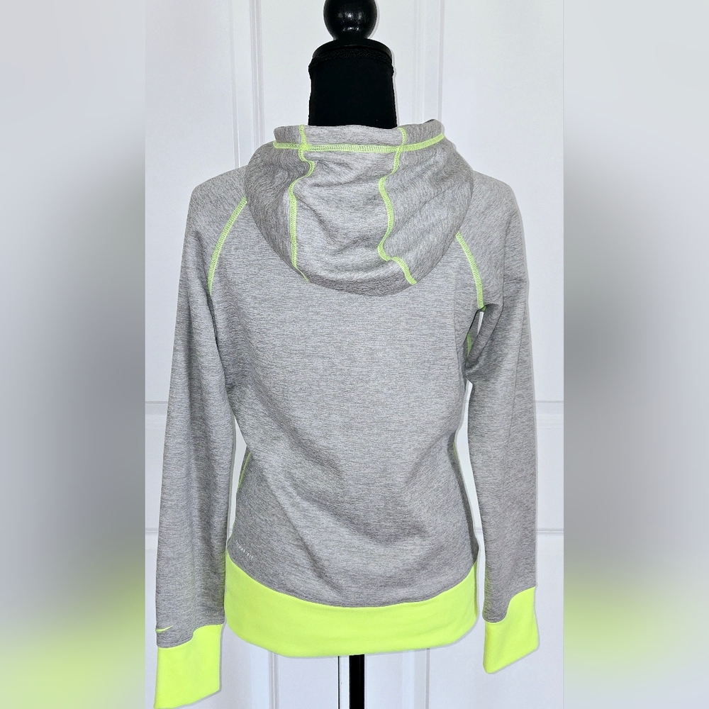 NIKE Therma-Fit Hooded Sweatshirt Gray & VIibrant Yellow Sz Sm - Picture 4 of 7